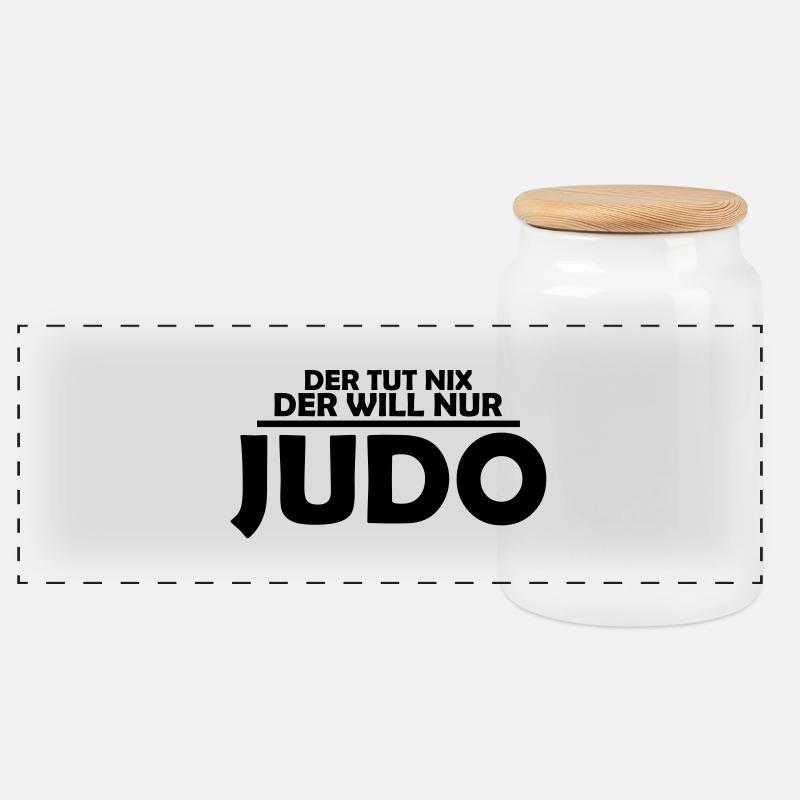 judo - Panorama Keksdose mit Holzdeckel - Weiß