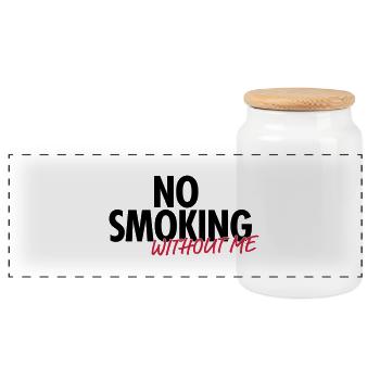 no smoking without me - Panorama Keksdose mit Holzdeckel - Weiß - Vorne