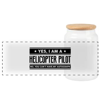 Yes I am a helicopter pilot no you cant - Panoramic Cookie Jar with Wooden Lid - white - Front