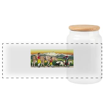 appenzeller_shirt schweiz, switzerland, swiss - Panoramic Cookie Jar with Wooden Lid - white - Front