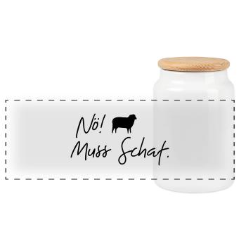 nö muss schaf - Panorama Keksdose mit Holzdeckel - Weiß - Vorne
