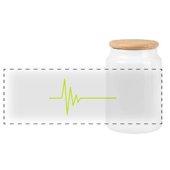 EKG heartbeat - Panoramic Cookie Jar with Wooden Lid - white - Front