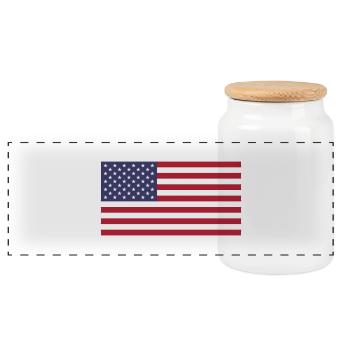 Drapeau USA / USA flag - Boîte à biscuits avec couvercle en bois - blanc - Devant