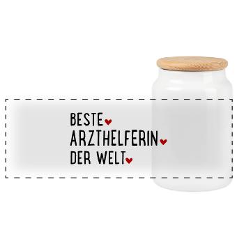 Arzthelferin - Panorama Keksdose mit Holzdeckel - Weiß - Vorne