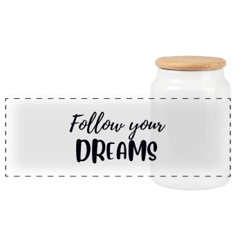 Follow your dreams - Panoramic Cookie Jar with Wooden Lid - white - Front