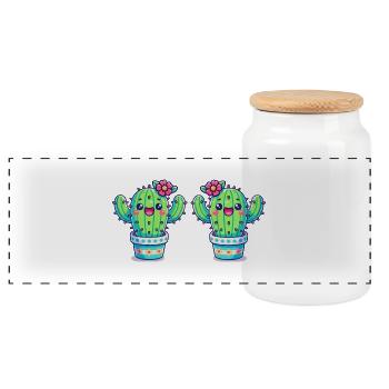 Cactus 2 - Boîte à biscuits avec couvercle en bois - blanc - Devant