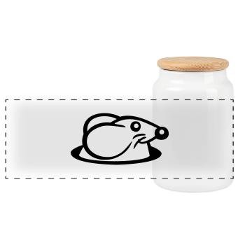 Mouse Ground Hole Mouse Hole Peeps Cute Funny Comic - Panoramic Cookie Jar with Wooden Lid - white - Front