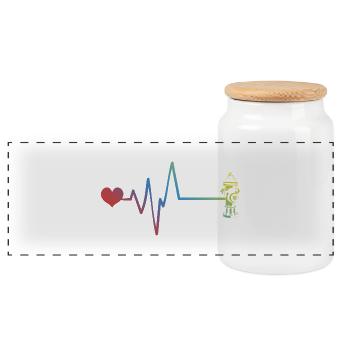 Fire Hydrant Pulse Heartbeat Fire Brigade - Panoramic Cookie Jar with Wooden Lid - white - Front