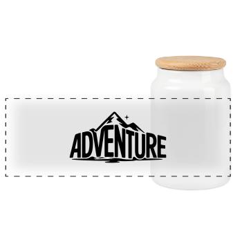 🏔 ADVENTURE – Hörst du den Ruf der Berge? - Panorama Keksdose mit Holzdeckel - Weiß - Vorne