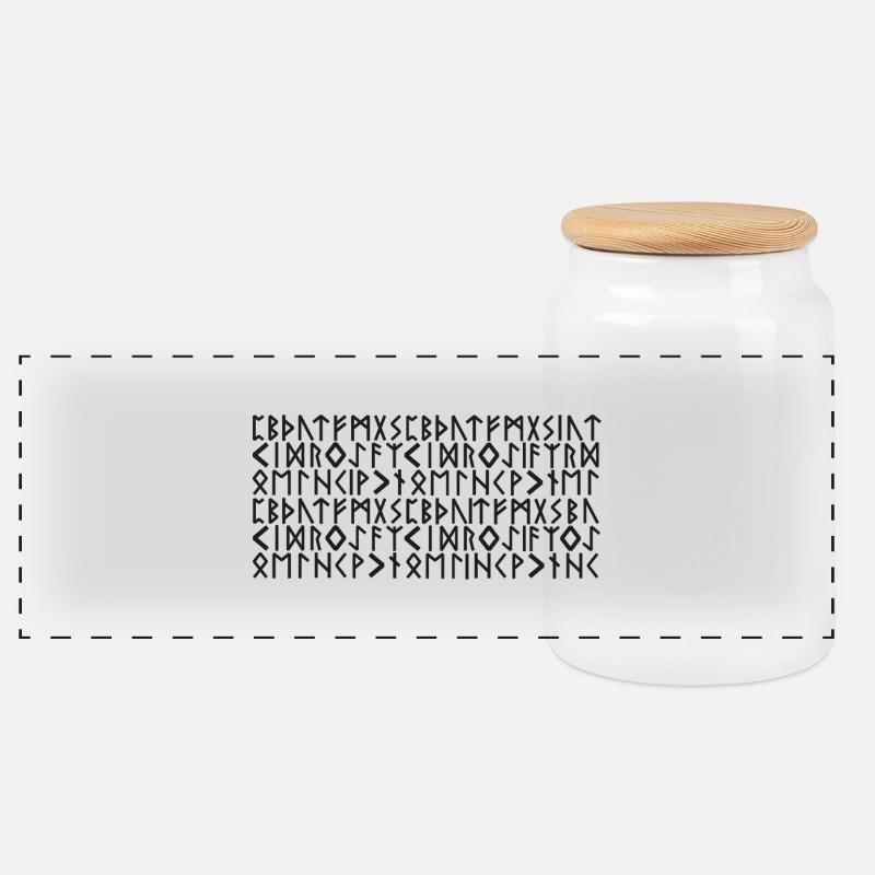 Alphabet Wikinger - Panorama Keksdose mit Holzdeckel - Weiß