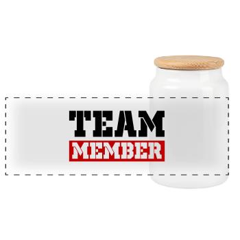 Team Member - Panoramic Cookie Jar with Wooden Lid - white - Front