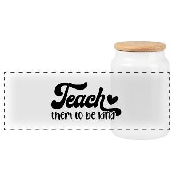 Apprenez-leur à être gentils Conception de message d’amour de cœur - Boîte à biscuits avec couvercle en bois - blanc - Devant