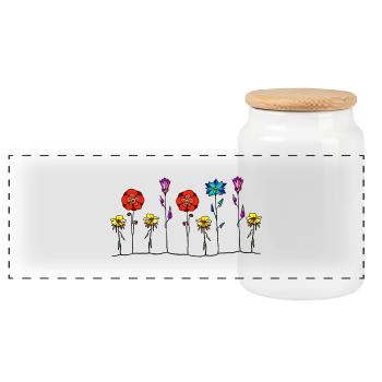 Blumen - Panorama Keksdose mit Holzdeckel - Weiß - Vorne