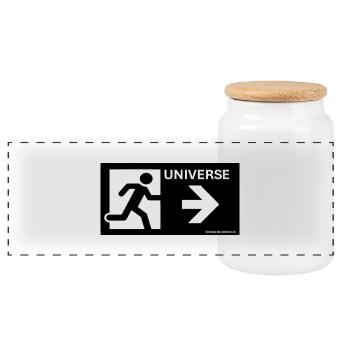 Astronomy Universe Telescope Specialists - Panoramic Cookie Jar with Wooden Lid - white - Front