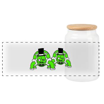 2 M. Tortues M. Messieurs Rich Chapeau haut de forme - Boîte à biscuits avec couvercle en bois - blanc - Devant