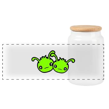 2 Chenille Alien Monster Team Amis Couple Amoureux - Boîte à biscuits avec couvercle en bois - blanc - Devant