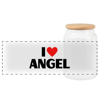 J’aime Angel Red Heart Love Fan Gift - Boîte à biscuits avec couvercle en bois - blanc - Devant