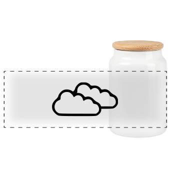 Clouds - Weather - Panoramic Cookie Jar with Wooden Lid - white - Front
