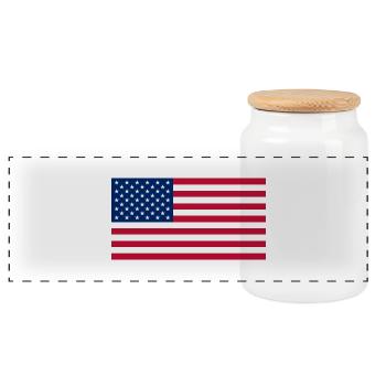 USA drapeau bannière - Boîte à biscuits avec couvercle en bois - blanc - Devant