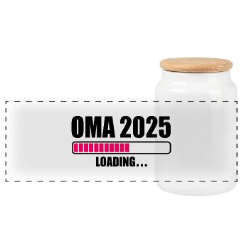 Oma 2025 - Panorama Keksdose mit Holzdeckel - Weiß - Vorne
