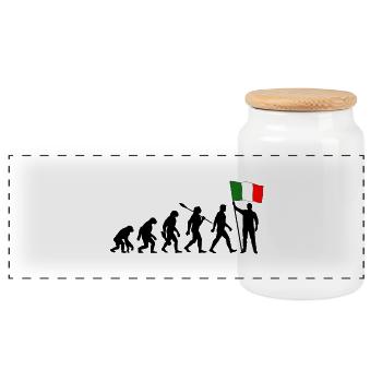 Evolution - Flagge Italien - Nation - Panorama Keksdose mit Holzdeckel - Weiß - Vorne