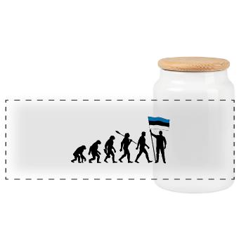 Estland - Evolution - Flagge - Nation - Panorama Keksdose mit Holzdeckel - Weiß - Vorne