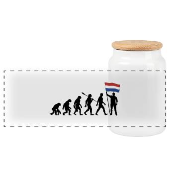Holland - Evolution - Flagge - Nation - Panorama Keksdose mit Holzdeckel - Weiß - Vorne