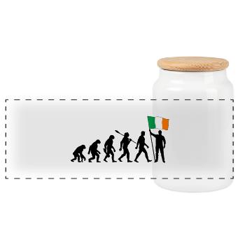 Irland - Evolution - Flagge - Nation - Panorama Keksdose mit Holzdeckel - Weiß - Vorne