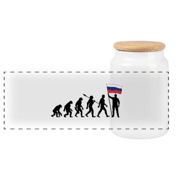 Russland - Evolution - Flagge - Nation - Panorama Keksdose mit Holzdeckel - Weiß - Vorne