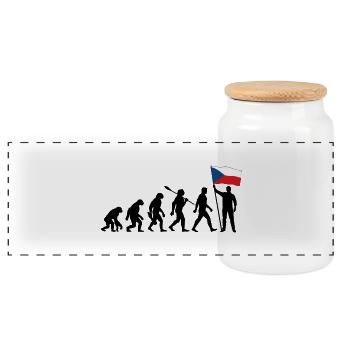 Tschechien - Evolution - Flagge - Nation - Panorama Keksdose mit Holzdeckel - Weiß - Vorne