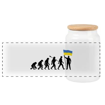 Ukraine - Evolution - Flagge - Nation - Panorama Keksdose mit Holzdeckel - Weiß - Vorne