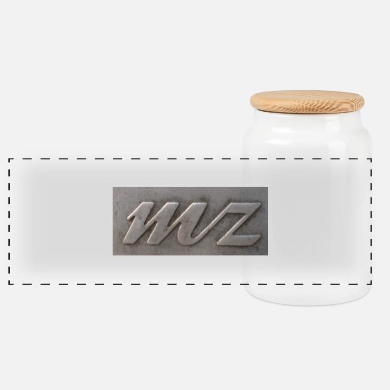 MZ-Logo - Panorama Keksdose mit Holzdeckel - Weiß