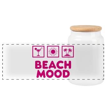 Beach Mood Summer Sun Sea Cocktail - Panoramic Cookie Jar with Wooden Lid - white - Front