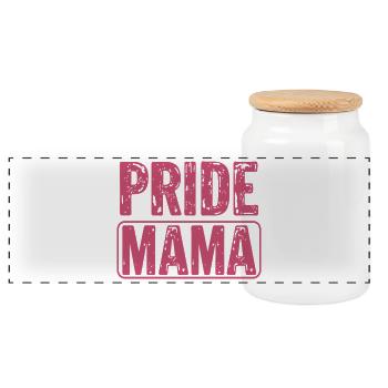 Stolze PRIDE MAMA Statement für Regenbogenfamilien - Panorama Keksdose mit Holzdeckel - Weiß - Vorne