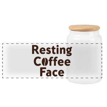 Resting Coffee Face Kaffeeliebe - Panorama Keksdose mit Holzdeckel - Weiß - Vorne