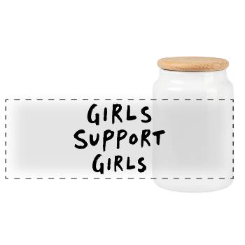 Girls Support Girls Friendship - Panoramic Cookie Jar with Wooden Lid - white - Front