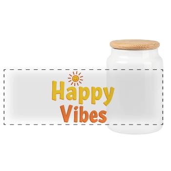 Ondes joyeuses - Soleil heureux - Boîte à biscuits avec couvercle en bois - blanc - Devant