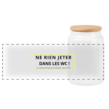 Panneau WC Propreté - Boîte à biscuits avec couvercle en bois - blanc - Devant