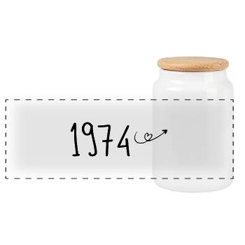 1974 Anniversary 1974 Retro 1974 - Panoramic Cookie Jar with Wooden Lid - white - Front
