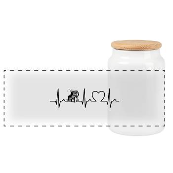Beach Chair - Baltic Sea - North Sea - ECG - Pulse - Heart - Panoramic Cookie Jar with Wooden Lid - white - Front