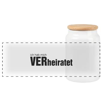 VERheiratet Motiv1 - Panorama Keksdose mit Holzdeckel - Weiß - Vorne