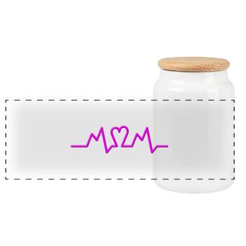 Glowing heart in neon style for lover mother - Panoramic Cookie Jar with Wooden Lid - white - Front