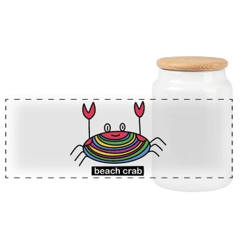 Beach Crab / Crab / Beach / Summer / Holiday - Panoramic Cookie Jar with Wooden Lid - white - Front