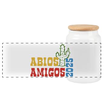Abios Amigos 2025 - Abitur - Spruch - Panorama Keksdose mit Holzdeckel - Weiß - Vorne