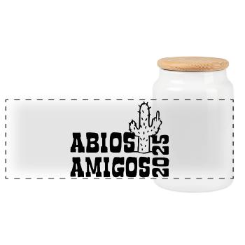 Abios Amigos 2025 - Abitur - Spruch - Panorama Keksdose mit Holzdeckel - Weiß - Vorne