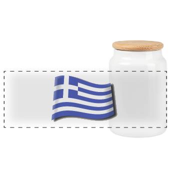 FLAGGE GRIECHENLANDS - Panorama Keksdose mit Holzdeckel - Weiß - Vorne