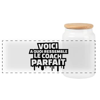 voici à quoi ressemble le coach parfait - Boîte à biscuits avec couvercle en bois - blanc - Devant