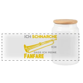 Blasmusik - Ich schnarche nicht .. Fanfare - Panorama Keksdose mit Holzdeckel - Weiß - Vorne