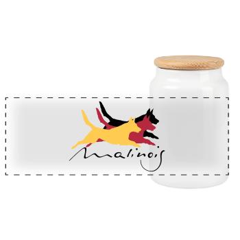 Malinois_german_color - Panorama Keksdose mit Holzdeckel - Weiß - Vorne