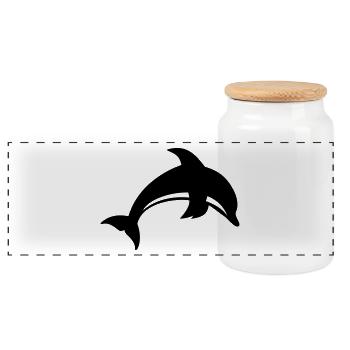 Delfin Ozean Geschenk - Panorama Keksdose mit Holzdeckel - Weiß - Vorne